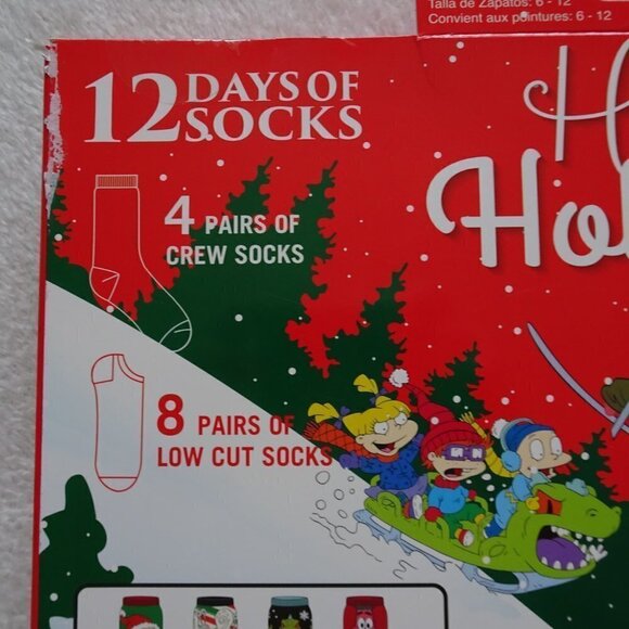 Nickelodeon 12 Days Of Socks Size 6-12 SpongeBob, Rugrats, Ren & Stimpy, CatDog - Picture 4 of 6